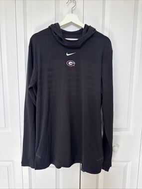 Nike Georgia Bulldogs Anthracite Long-Sleeve Hoodie Tshirt Dri Fit Large